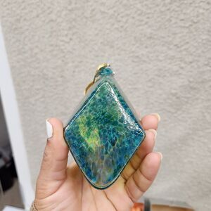 Tynan Design ~ 2002 Annual Collection Aqua Blue Blown Glass XMas Ornament W/ Tag